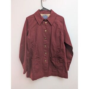 C1 Pendleton Jacket‎ Womens Large Red Cotton Canvas Button Up *